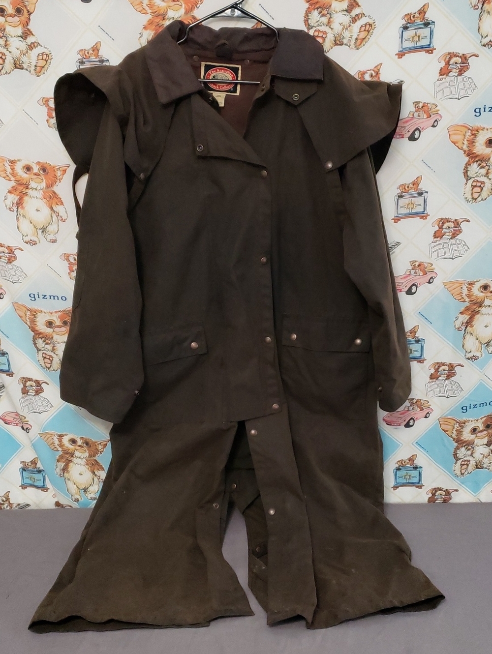 The Australian Outback Dark Brown Oilskin Long Utility Trench Coat Large